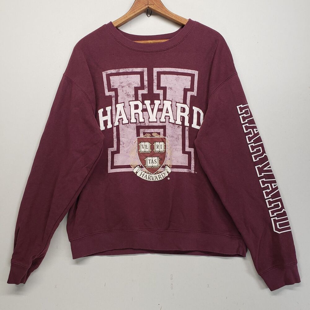 Harvard University Hybrid Apparel Womens Large Crew Neck Sweatshirt Maroon L
